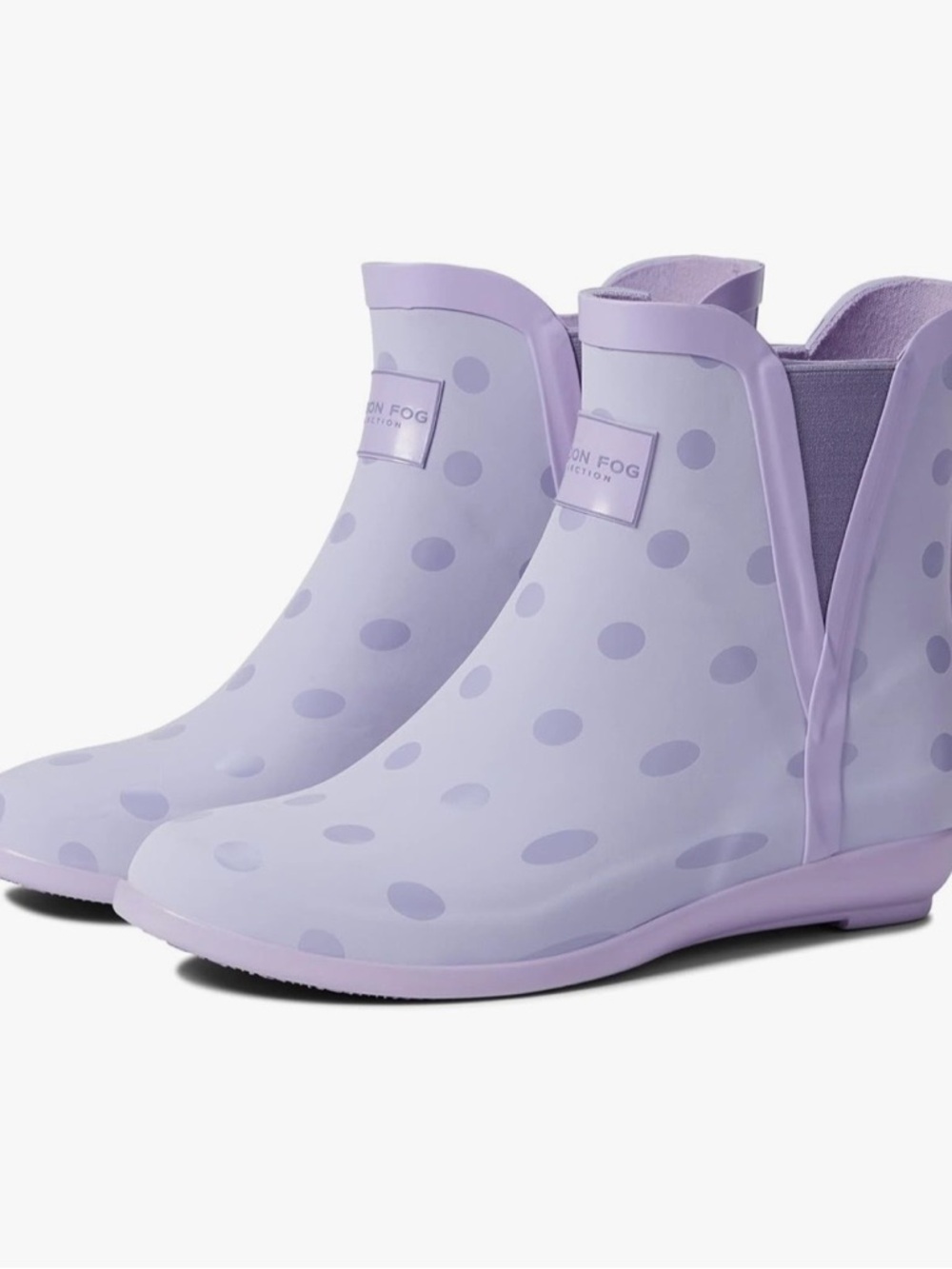 London Fog Lavender Polka Dot Rain Ankle Boots